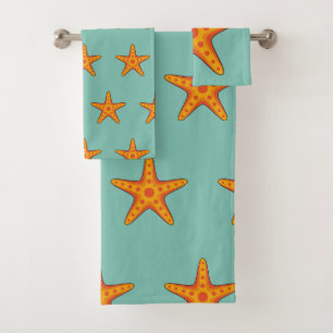 Conjunto De Toalhas Cartografia de Starfish Laranja-Corte