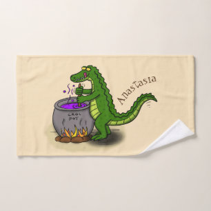 Conjunto De Toalhas Cartografia engraçada do cozinhar de jacaré verde
