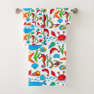 Conjunto De Toalhas Cartoon de animais marinhos