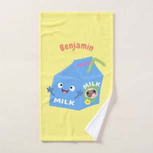 Conjunto De Toalhas Cartoon de cartonagem de leite feliz e bonito