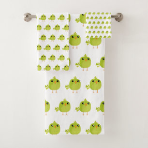 Conjunto De Toalhas Cartoon de Pássaro Verde