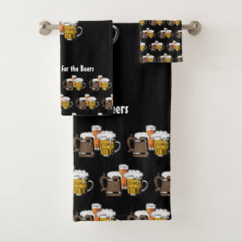 Conjunto De Toalhas Cartoon Novelty Three Beers PERSONALIZÁVEL Black