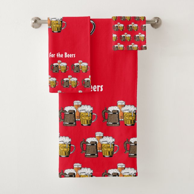 Conjunto De Toalhas Cartoon Novelty Three Beers PERSONALIZÁVEL Red (Insitu)