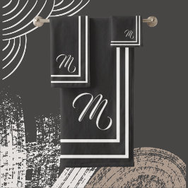 Conjunto De Toalhas Carvões de carvão preto/branco, monograma clássico