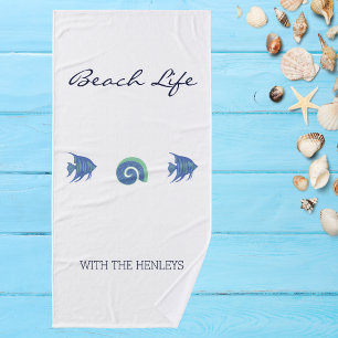 Conjunto De Toalhas Casa da Praia da Família de Vida do Mar Branco e A