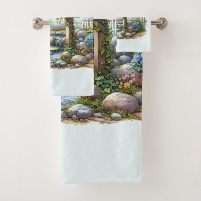 Conjunto De Toalhas Casa de Campo Pássaro Jardim Aquarela (Insitu)