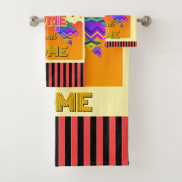 Conjunto De Toalhas Casa Lar Doce Lar Amarelo       