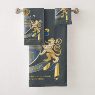 Conjunto De Toalhas Casaco de Braços Emblem de Ombre Dourado Azul Met