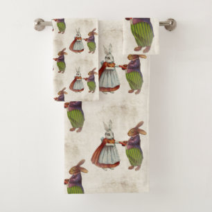 Conjunto De Toalhas Casal de coelho da Vintage em Vestuário Vitoriano