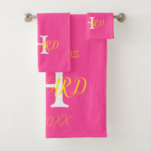 Conjunto De Toalhas Casamento Amarelo Rosa Quente Neon Elegante Modern