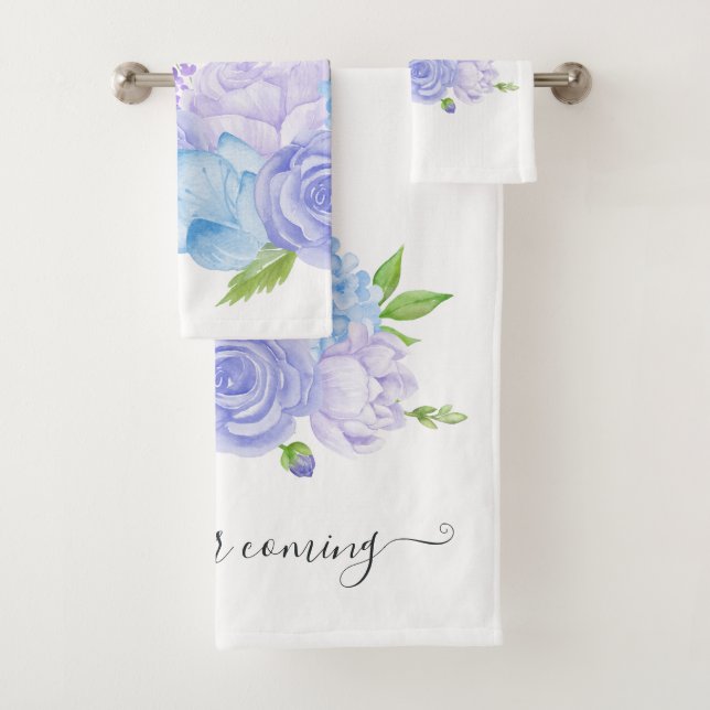 Conjunto De Toalhas Casamento de Hortênsia Azul e Lavanda Clara (Insitu)