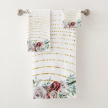 Casamento Dourado Floral de Coral Vermelho-Ivory