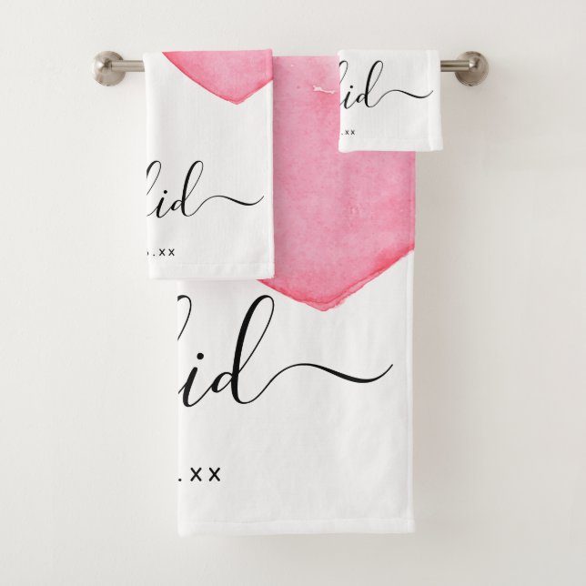 Conjunto De Toalhas Casamento | Eu Disse Sim | Coração de Aquarela | D (Insitu)