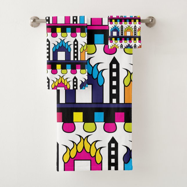 Conjunto De Toalhas Casas Coloridas Bonitas (Insitu)