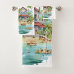 Conjunto De Toalhas Casas de Praia Whimsical