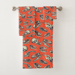 Conjunto De Toalhas Cascas de Dinossauro Laranja e Marinho