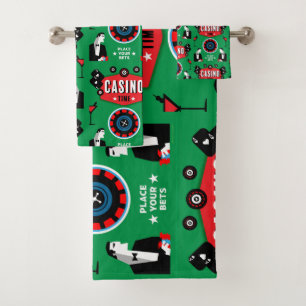 Conjunto De Toalhas Casino Gambling Poker Roulette