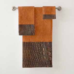 Conjunto De Toalhas Castanho Alligator Oculto e Carmel Vintage Couve