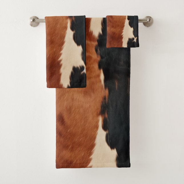 Conjunto De Toalhas Castanho Negro Sudoeste Faux Cowhide (Insitu)