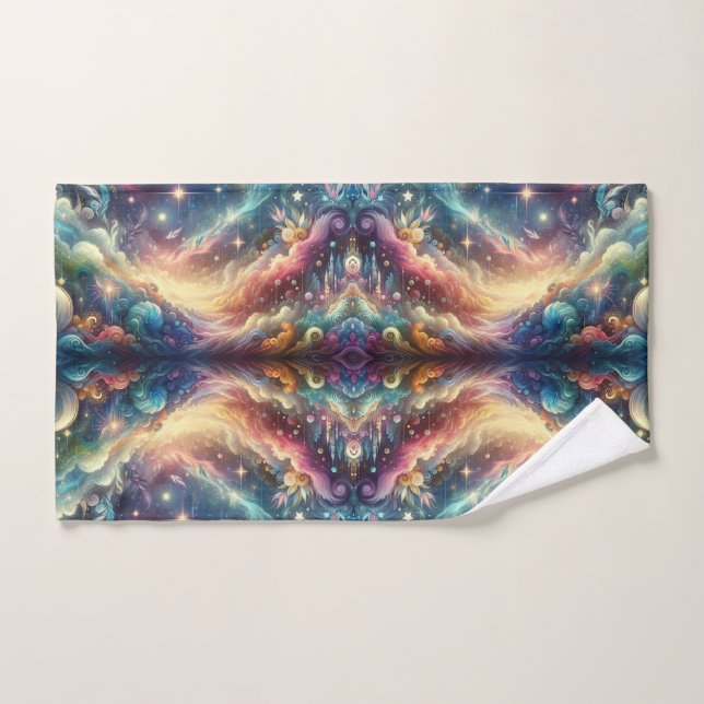 Conjunto De Toalhas Castelo Distante Celestial Colorido Fantasia Místi (Toalha de mão)