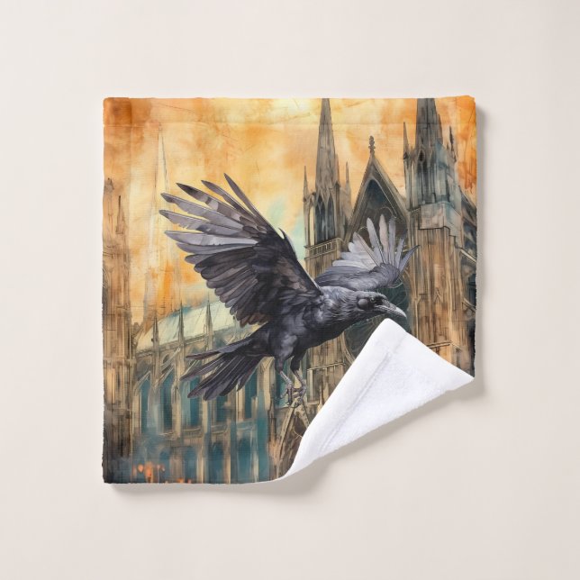 Conjunto De Toalhas Catedral Gótica Medieval e Raven Voadora (Pano de lavar)