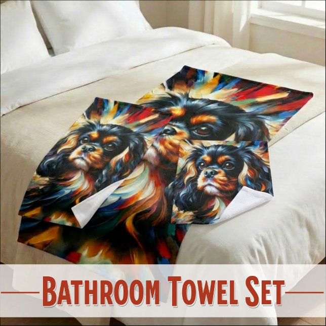 Conjunto De Toalhas Cavalier King Charles Spaniel Dog Acrylic Print Ba (Premium Black & Tan Cavalier Spaniel Microfiber Towel Trio)