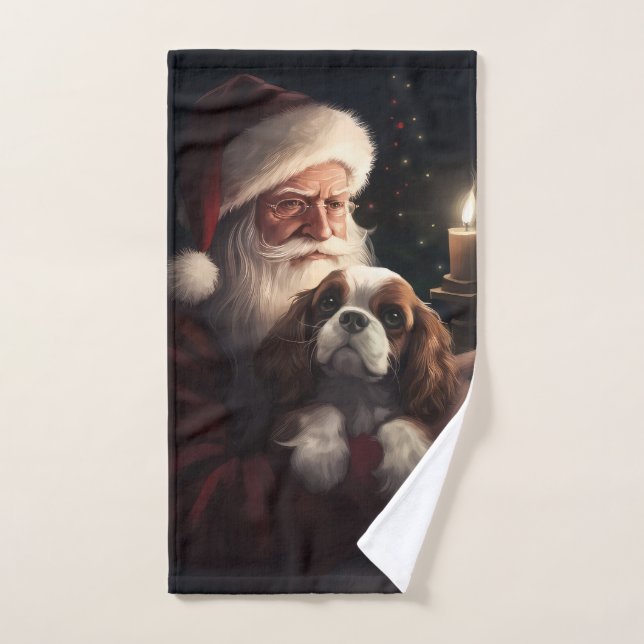 Conjunto De Toalhas Cavalier King com Papai Noel Natal Festivo (Toalha de mão)