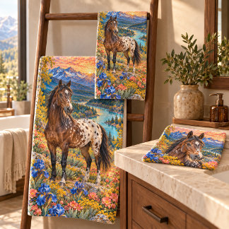 Conjunto De Toalhas Cavalo Appaloosa Rio das Flores Silvestres