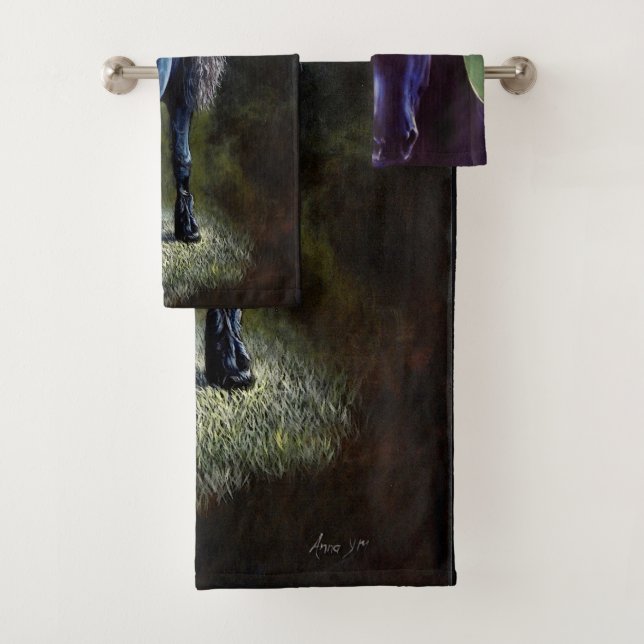 Conjunto De Toalhas Cavalo de garanhão frívio em holofote, pintura (Insitu)