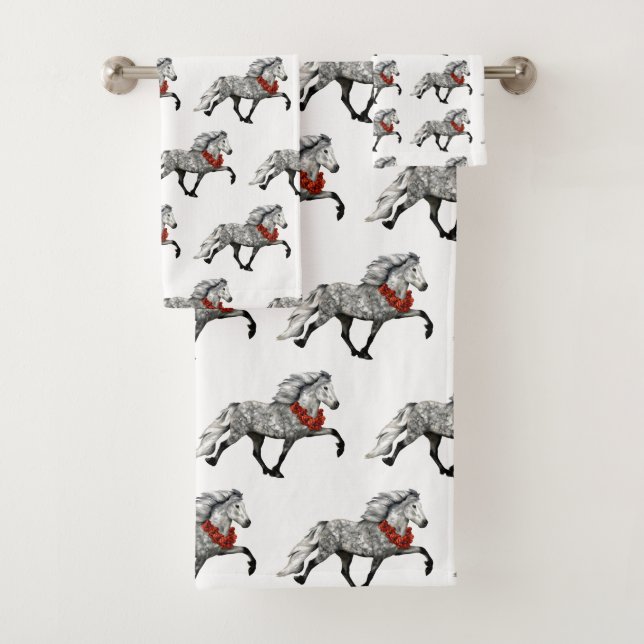 Conjunto De Toalhas Cavalo Islandês Natal (Insitu)