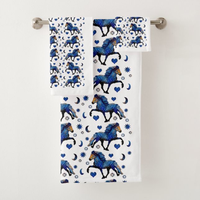 Conjunto De Toalhas Cavalo Islandês Noite Estrelada (Insitu)