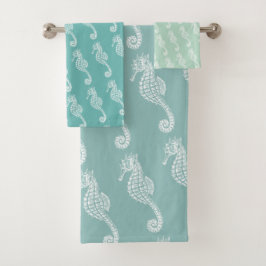 Conjunto De Toalhas Cavalo-Marinho Verde