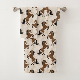 Conjunto De Toalhas Cavalos do País Marrom