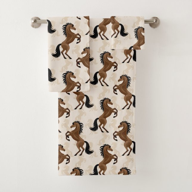 Conjunto De Toalhas Cavalos do País Marrom (Insitu)