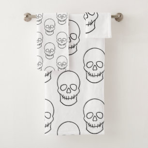 Conjunto De Toalhas Caveira - Preto e Branco