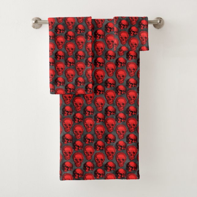 Conjunto De Toalhas Caveiras Vermelhas e Série Girassol Design 1  (Insitu)