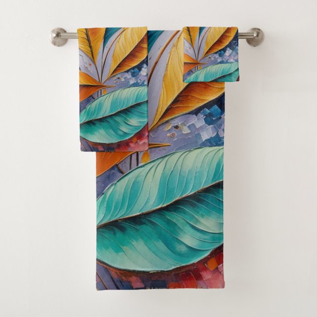Conjunto De Toalhas Celestial | Design Sun & Sky Leaf (Insitu)
