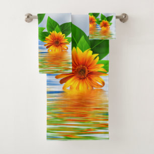 Conjunto De Toalhas Cena de Arte de Nuvem de Flor Aquático Serene par
