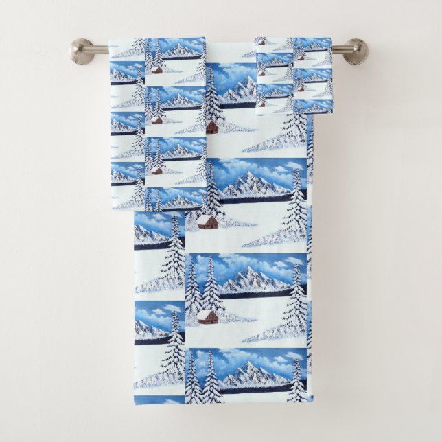 Conjunto De Toalhas Cena de Inverno Mágico (Insitu)