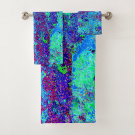 Conjunto De Toalhas Cena de Jardim Azul Impressionista Psicodélico