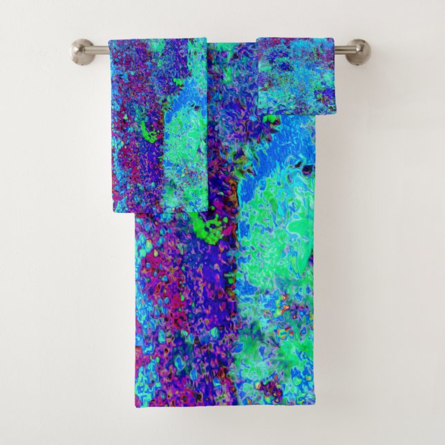 Conjunto De Toalhas Cena de Jardim Azul Impressionista Psicodélico (Insitu)