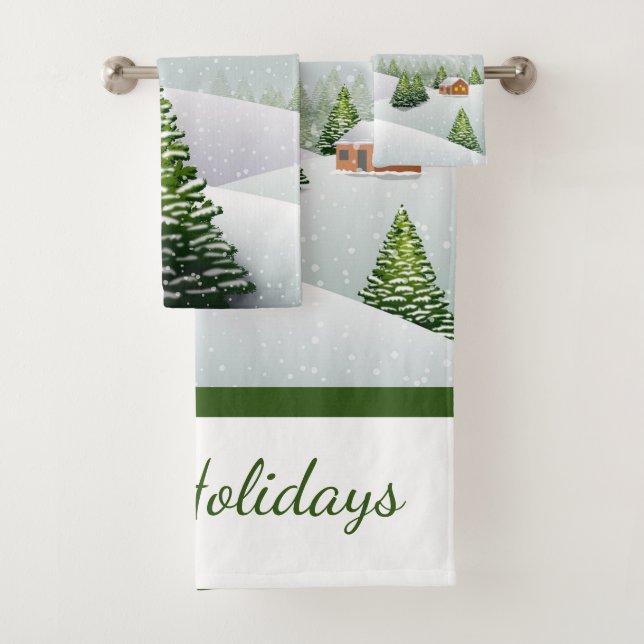 Conjunto De Toalhas Cena de Neve de Inverno Natal Feriado (Insitu)