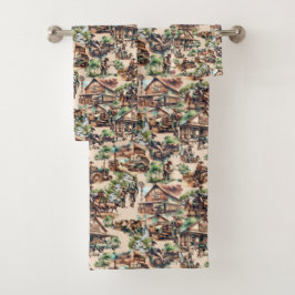 Conjunto De Toalhas Cenários de Ranch Ocidental ou de Fazenda do País