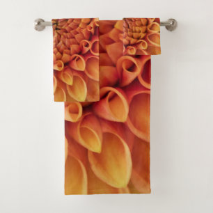 Conjunto De Toalhas Center Orange Dahlia Flower