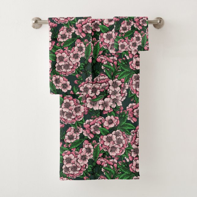 Conjunto De Toalhas Cereja floresce 2 (Insitu)