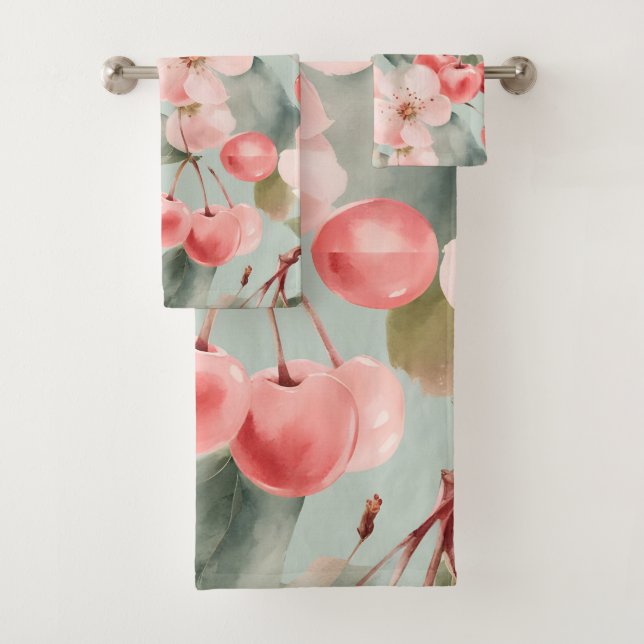 Conjunto De Toalhas Cerejeiras e cerejas Arte da Primavera  (Insitu)