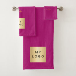 Conjunto De Toalhas Cerice, cor-de-rosa, logótipo comercial da empresa