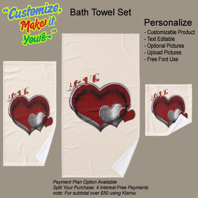 Conjunto de Toalhas Certas de Magia do Coração (Heart Magic Bathroom Towel Set Featuring a Beige Background.)