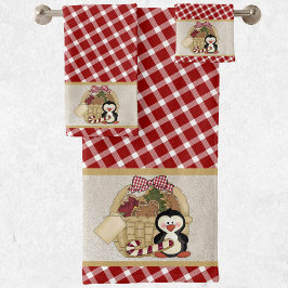 Conjunto De Toalhas Cesta de Férias Retro Cute Penguin