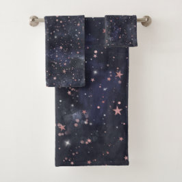 Conjunto De Toalhas Céu Noturno Estelar Azul e Rosa Celestial Capricho